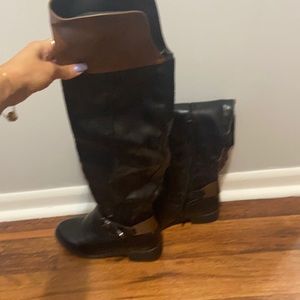 Over the knee brown and black boots